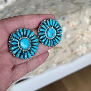 Navajo Turquoise Cluster Dome Earrings